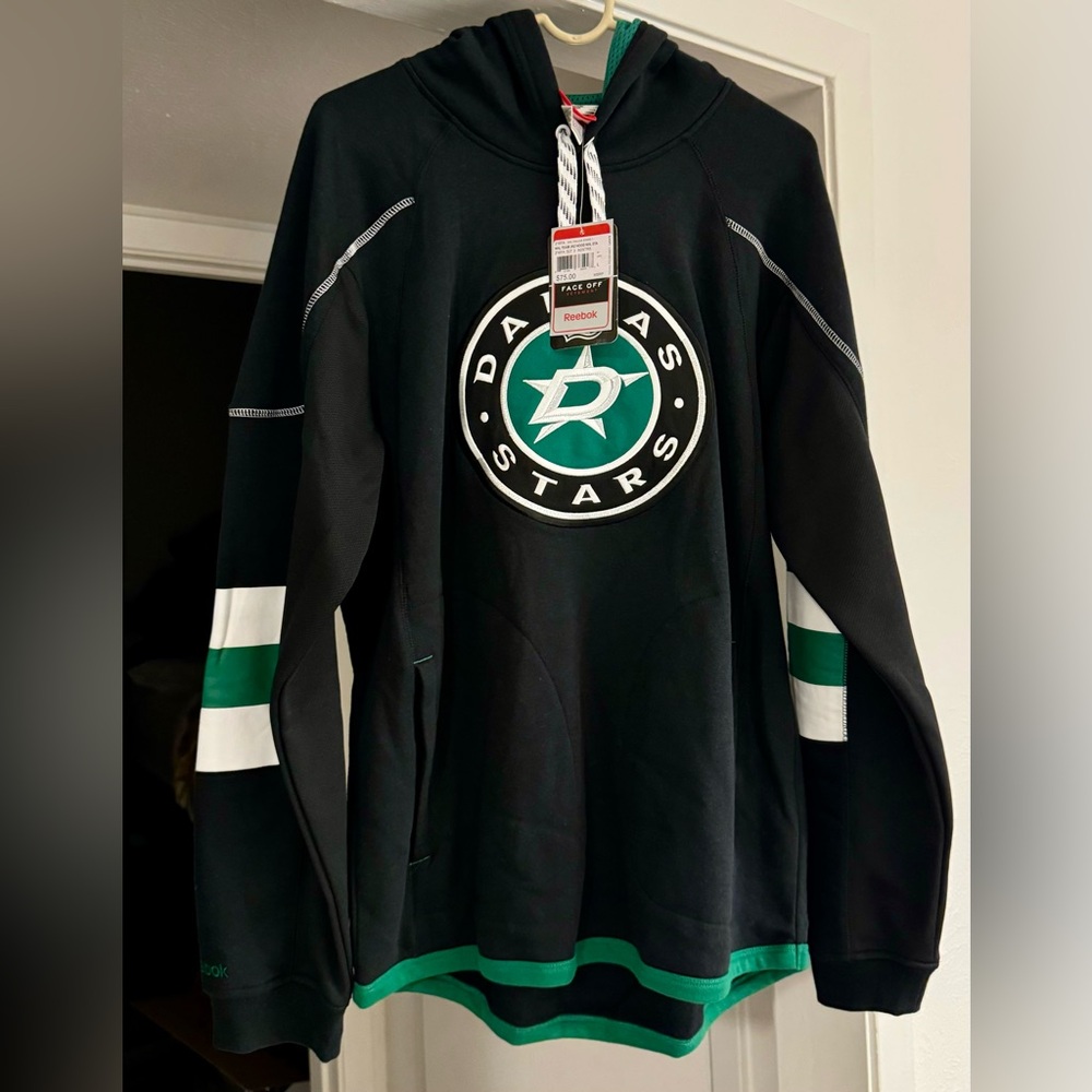 Reebok Jersey Hoodie Dallas Stars NWT, L , Men’s Black/Green NHL Original.